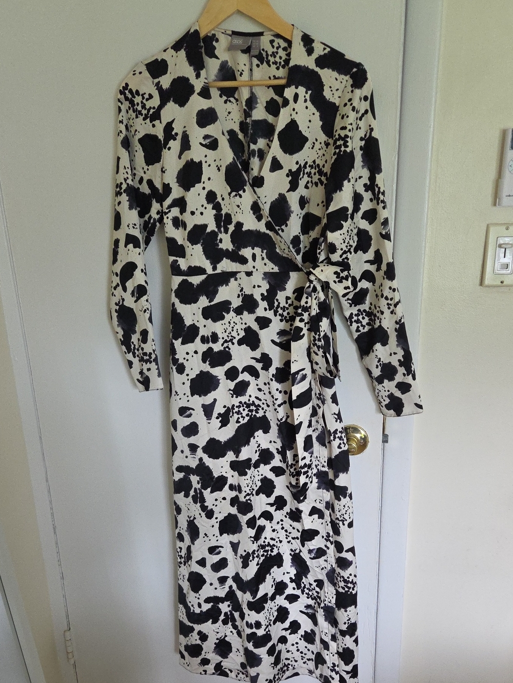 ASOS Black and White Abstract Wrap Maxi Dress with Tie